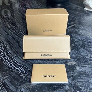NEW!! BURBERRY CAMEL‎ BROWN SOFT LEATHER EYEGLASSES-SUNGLASSES CASE BOX